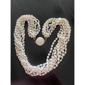 1950s/60s White Plastic Multi-Strand Bead Necklace